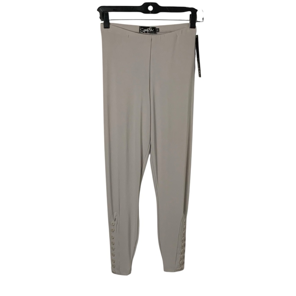 NWT Sympli Size 2 Light Gray Stretchy Knit Pull-On Casual Dive Legging Pants